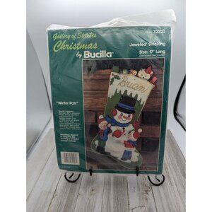 Bucilla Gallery Of Stitches Winter Pals Jeweled Stocking Kit 17" Long